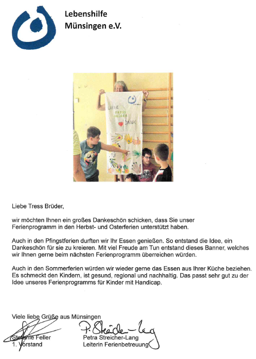 Danksagung an Tress Brüder